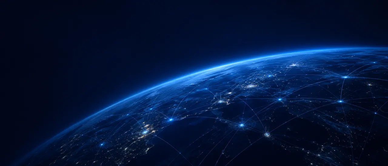 Global distribution — earth view of network arcs