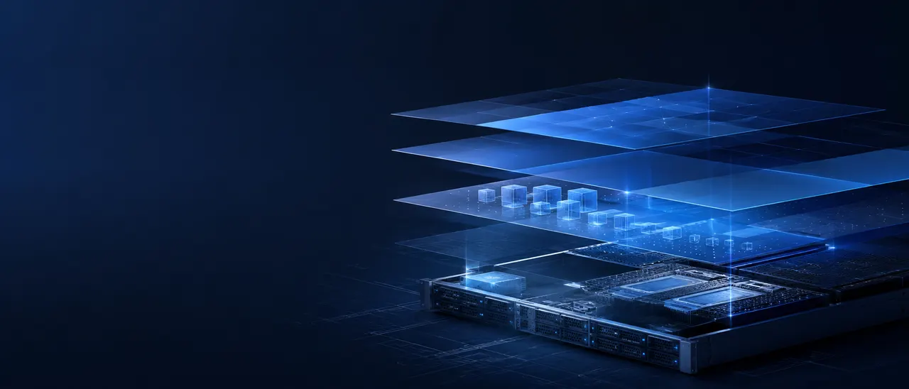 Virtualization control-plane diagram — gateway, agent, image service, and Postgres layered into the hardware rack